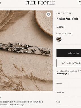 Free People Black & White Spotted Stud Cuff